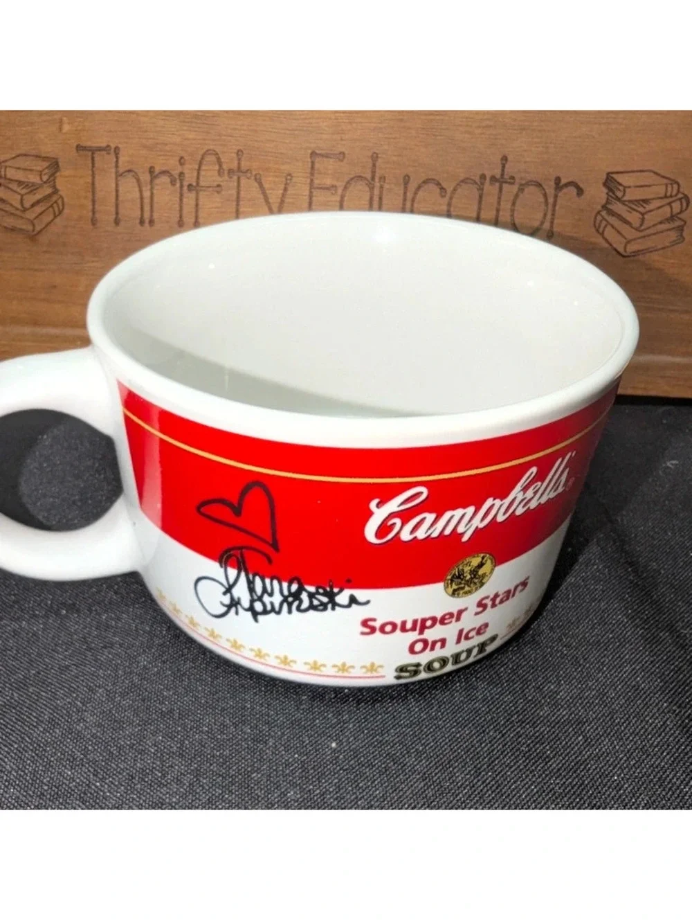 Vintage Campbell Souper Stars On Ice Mug Signed Kwan, Lipinski, Bobek-1998 15 oz